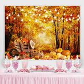 Lofaris Yellow Leaves Forest Lights Pumpkin Backdrop for Party